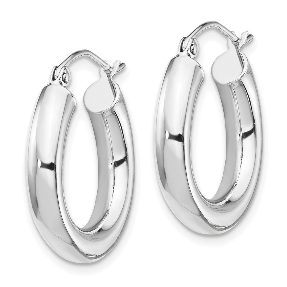 14k White Gold Polished 4mm Tube Hoop Earrings