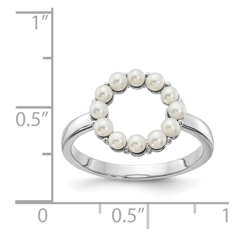 Sterling Silver 2-2.5mm White Button Freshwater Cultured Pearl Ring Size 8