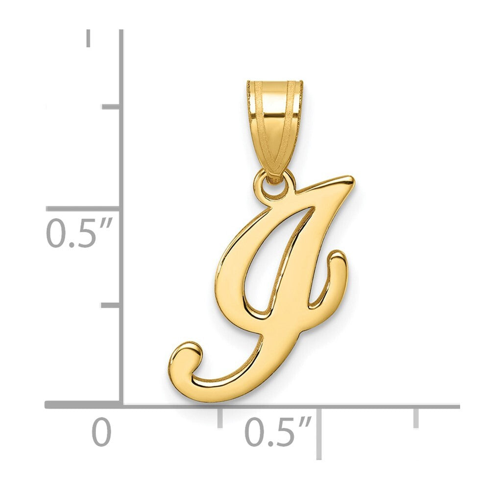 14k Yellow Gold Script Letter I Initial Pendant for Women