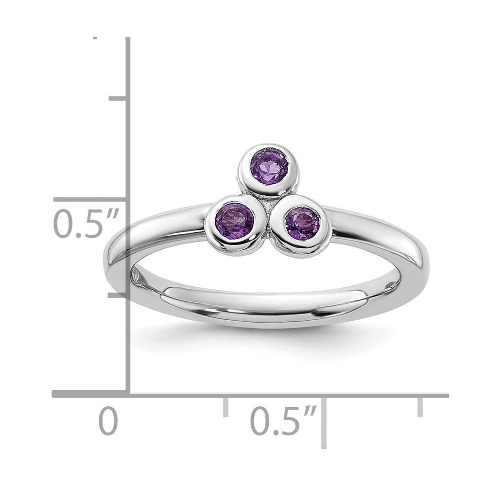 Sterling Silver Rhodium-plated Amethyst Ring Size 7