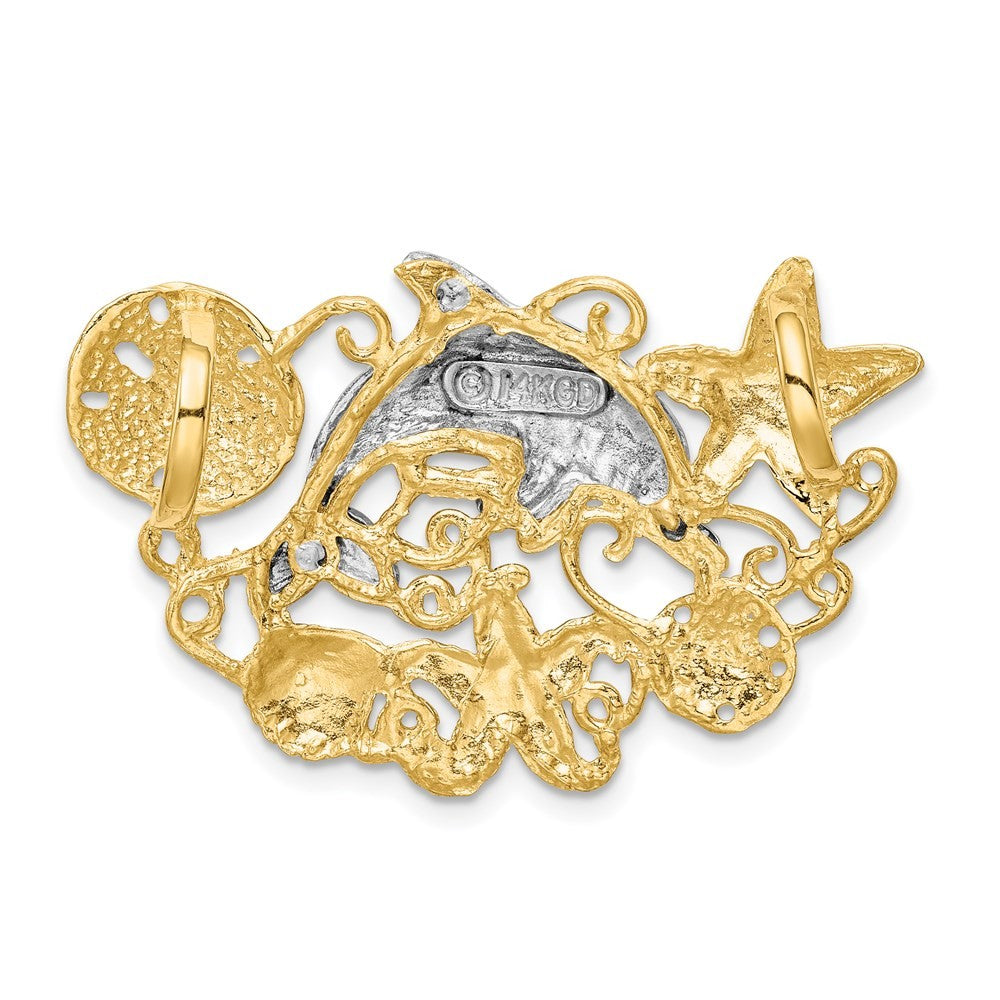 14k Two-Tone Gold Sea Life Fits 5mm 6mm Slide