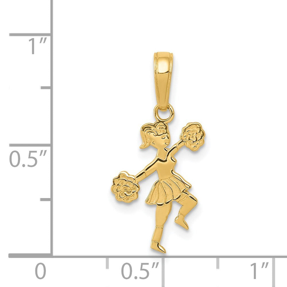 14k Yellow Gold Cheerleader with Pom-Poms Pendant for Women