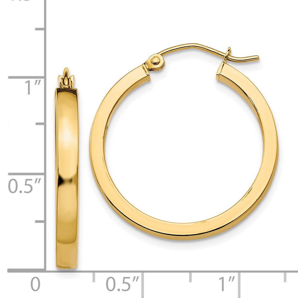 14k Yellow Gold 2x3mm Square Tube Hoops Gift for Women