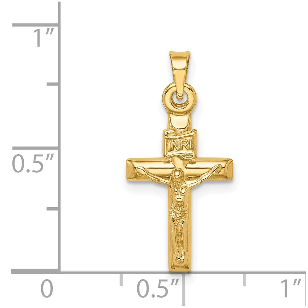 14k Yellow Gold Hollow Crucifix Pendant for Women