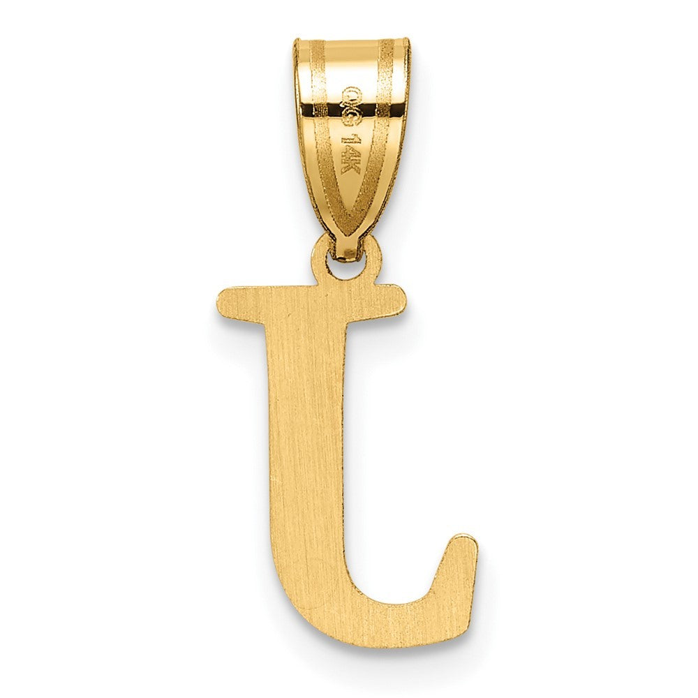 14k Yellow Gold Polished Etched Letter J Initial Pendant