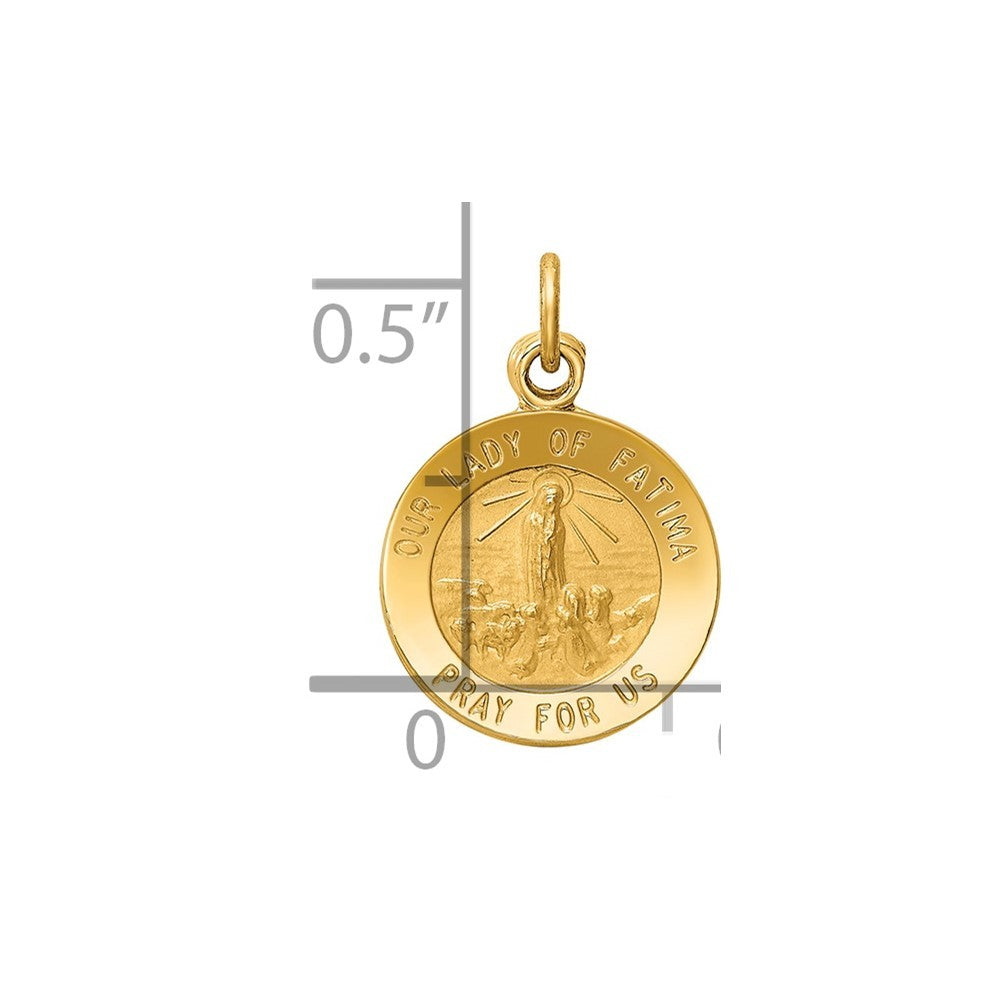 14k Yellow Gold Our Lady of Fatima Medal Charm Pendant