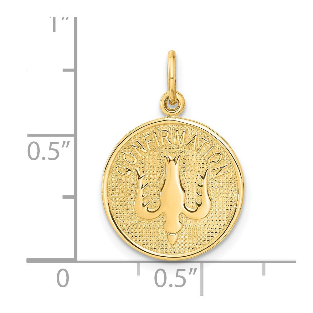 14k Yellow Gold Confirmation Dove Medal Charm Pendant for Women