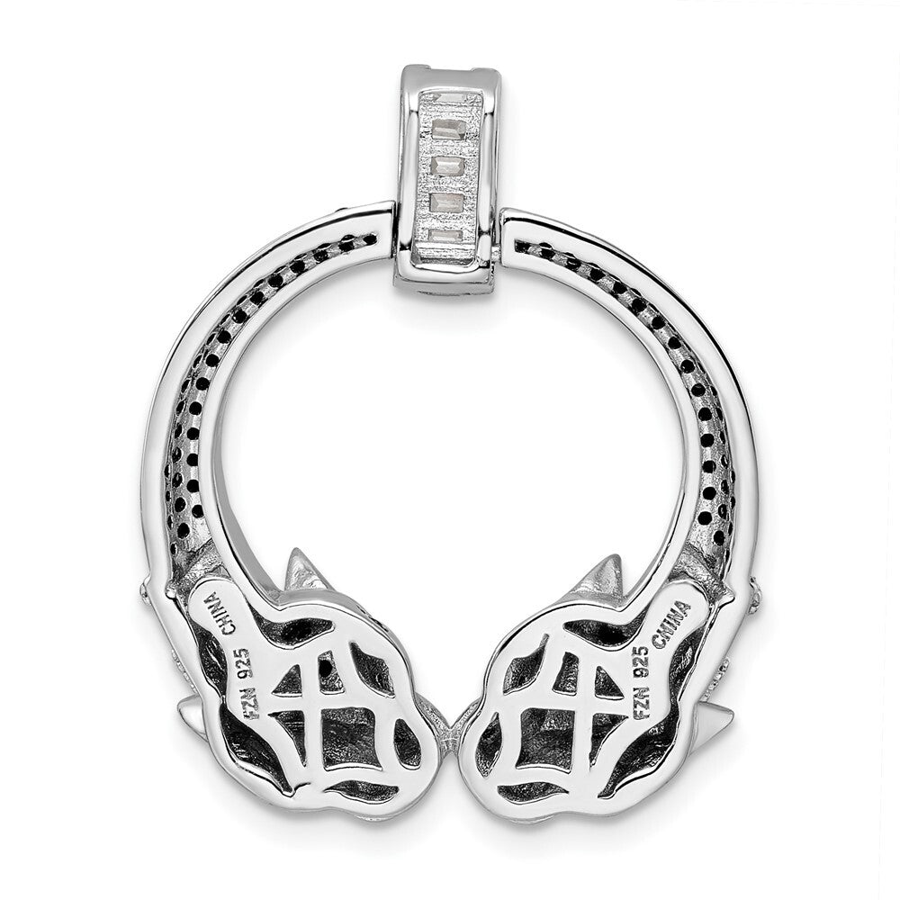 Sterling Silver Polished Cubic Zirconia Double Cheetah Head Pendant