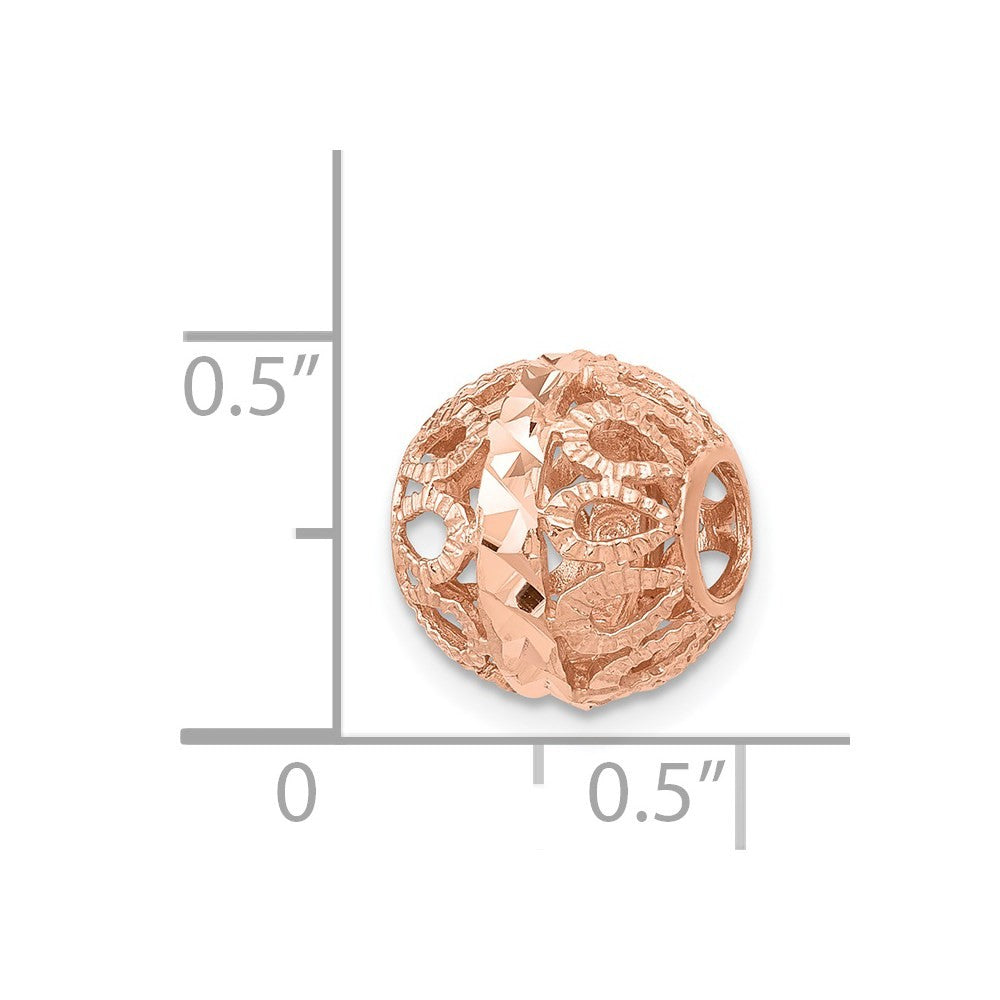 14k Rose Gold Diamond-cut Filigree Ball Chain Slide