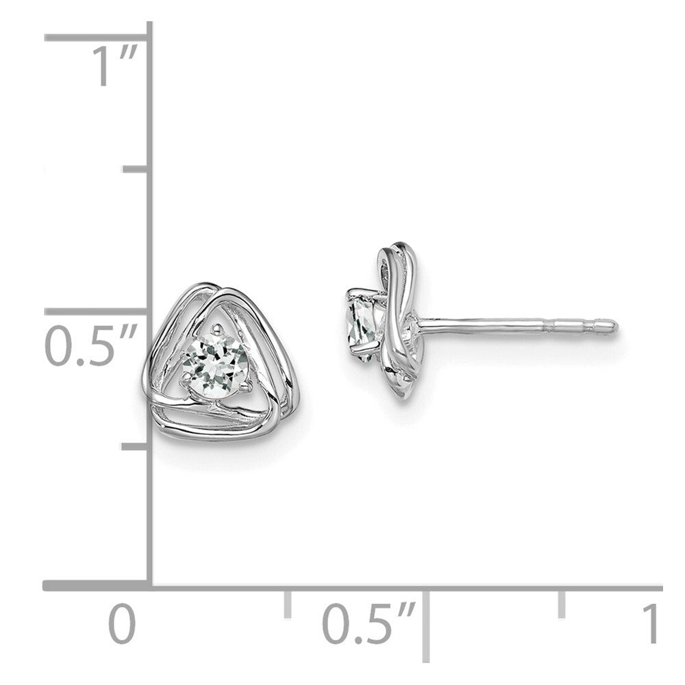 14k White Gold White Topaz Stud Earrings Gift for Women