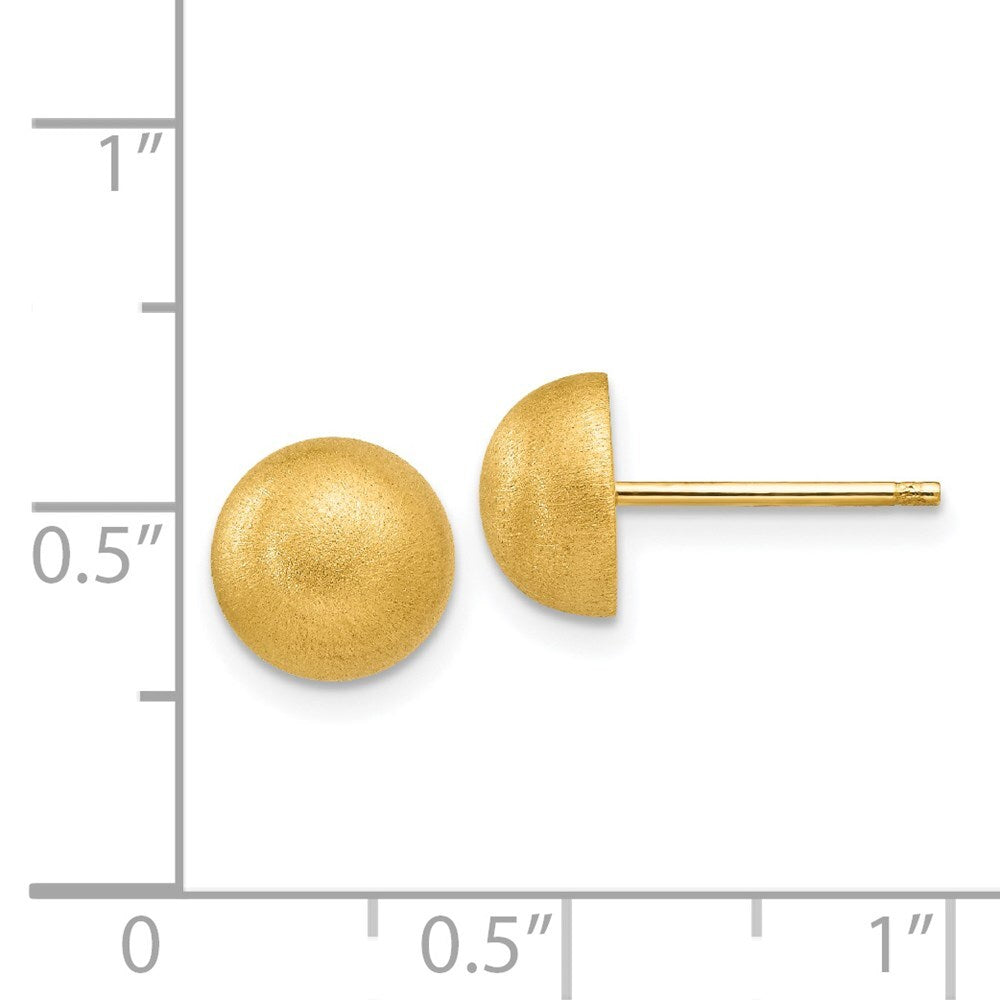14k Yellow Gold Hollow Satin 8.00mm Half Ball Stud Earrings Gift for Women