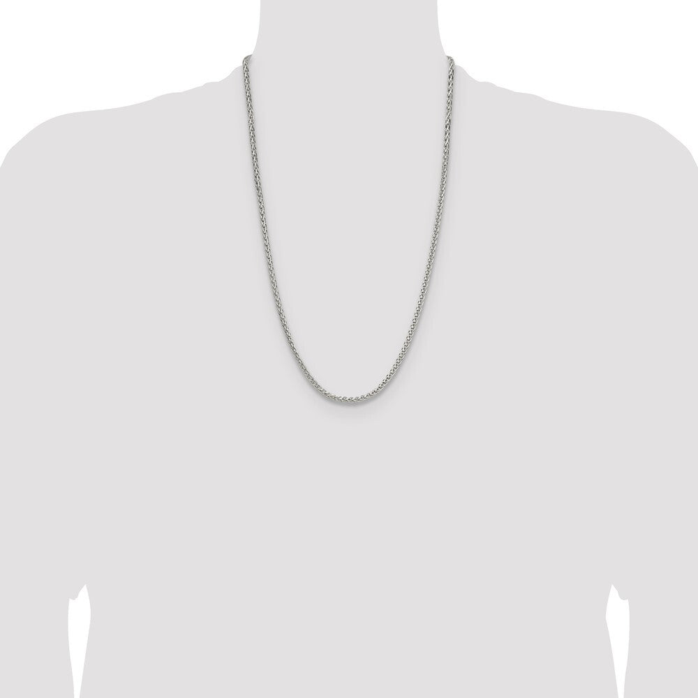 Sterling Silver 3.5mm Diamond-cut Square Spiga Chain