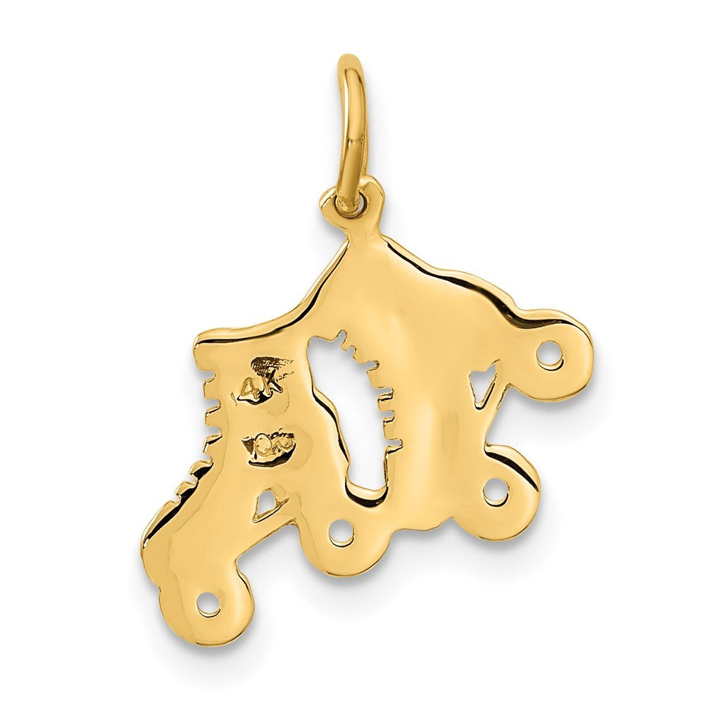 14k Yellow Gold Roller Skates Charm Pendant