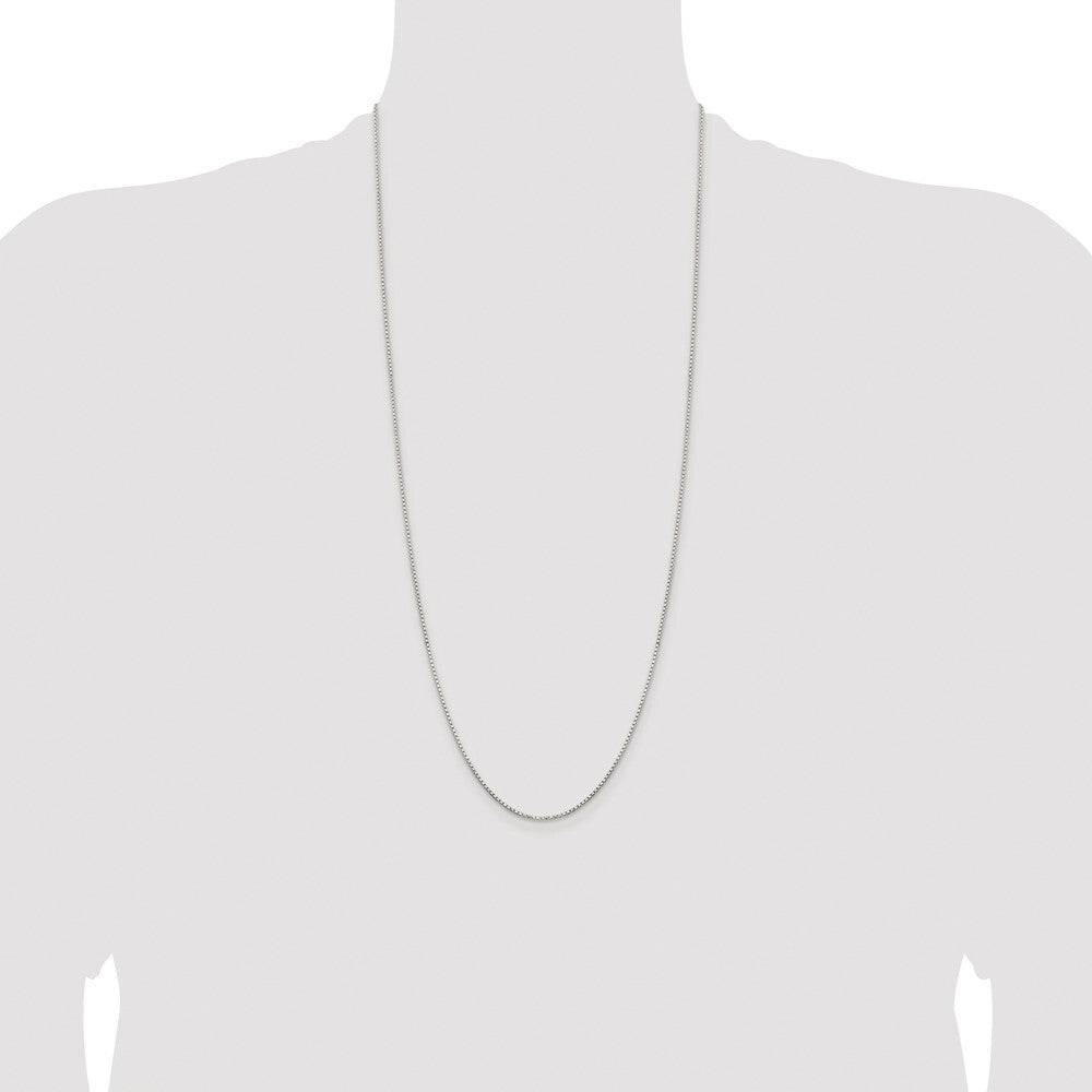 Sterling Silver Rhodium-plated 1.3mm Diamond-cut Round Box Chain