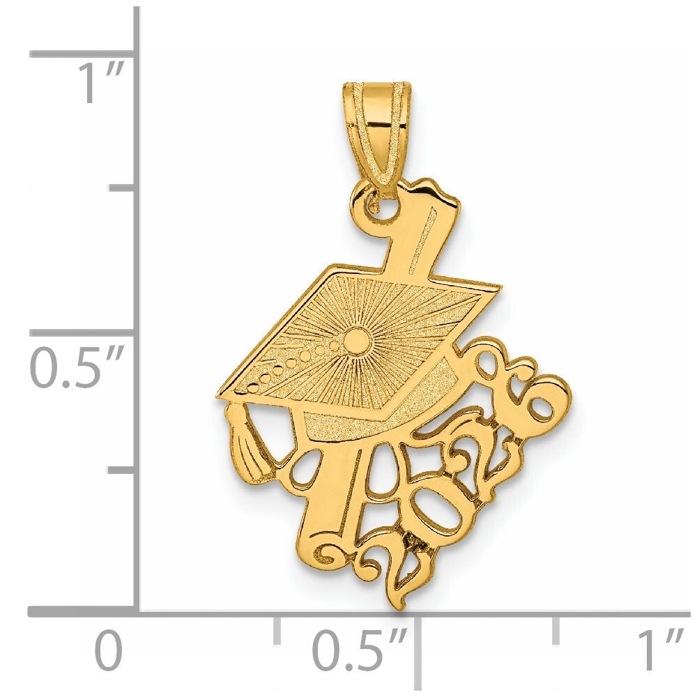 14k Yellow Gold Graduation Cap and Slanted Diploma 2026 Charm Pendant for Women