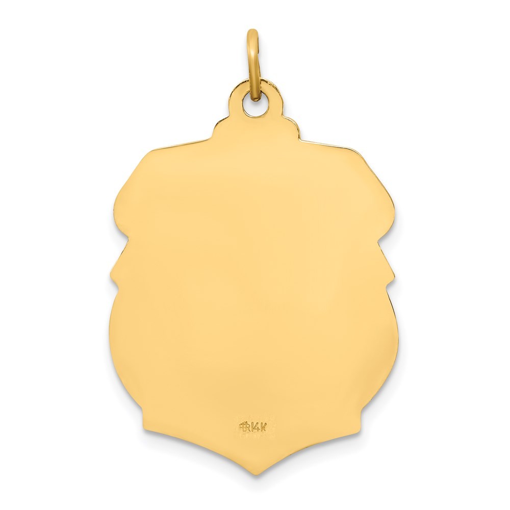 14k Yellow Gold Solid Polished Satin Large St. Michael Badge Medal