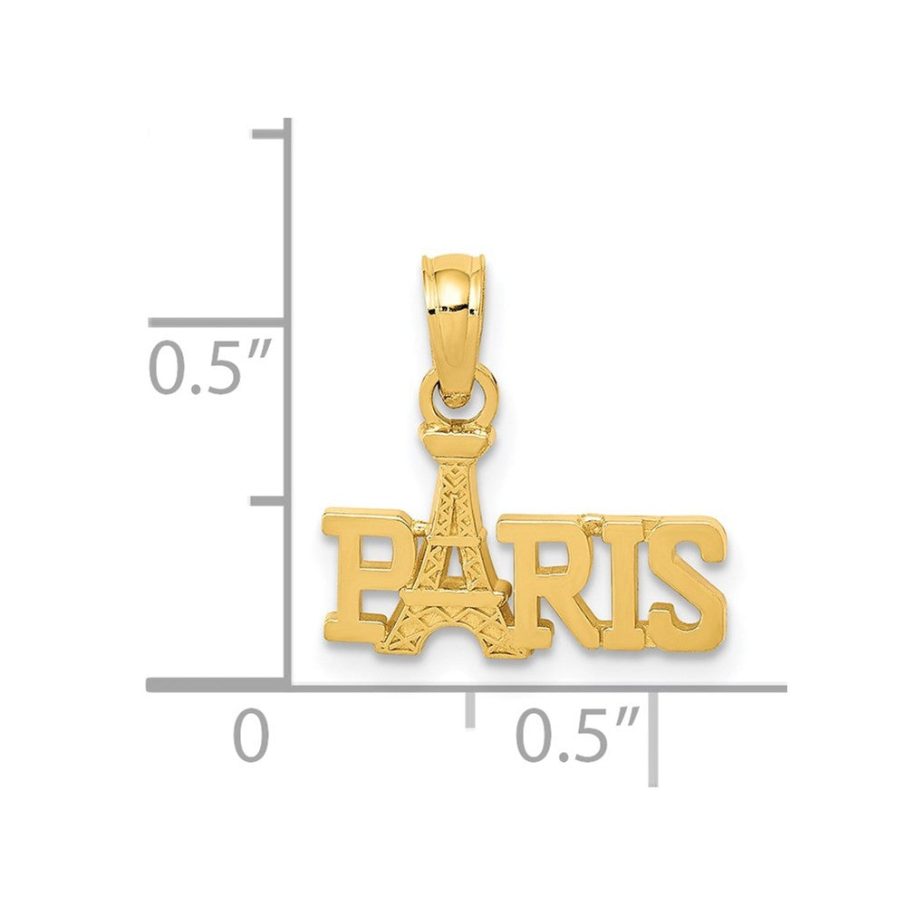 14k Yellow Gold PARIS With Eiffel Tower Pendant