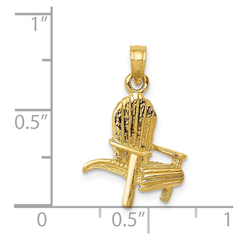 14k Yellow Gold 3D Adirondack Beach Chair Pendant for Women