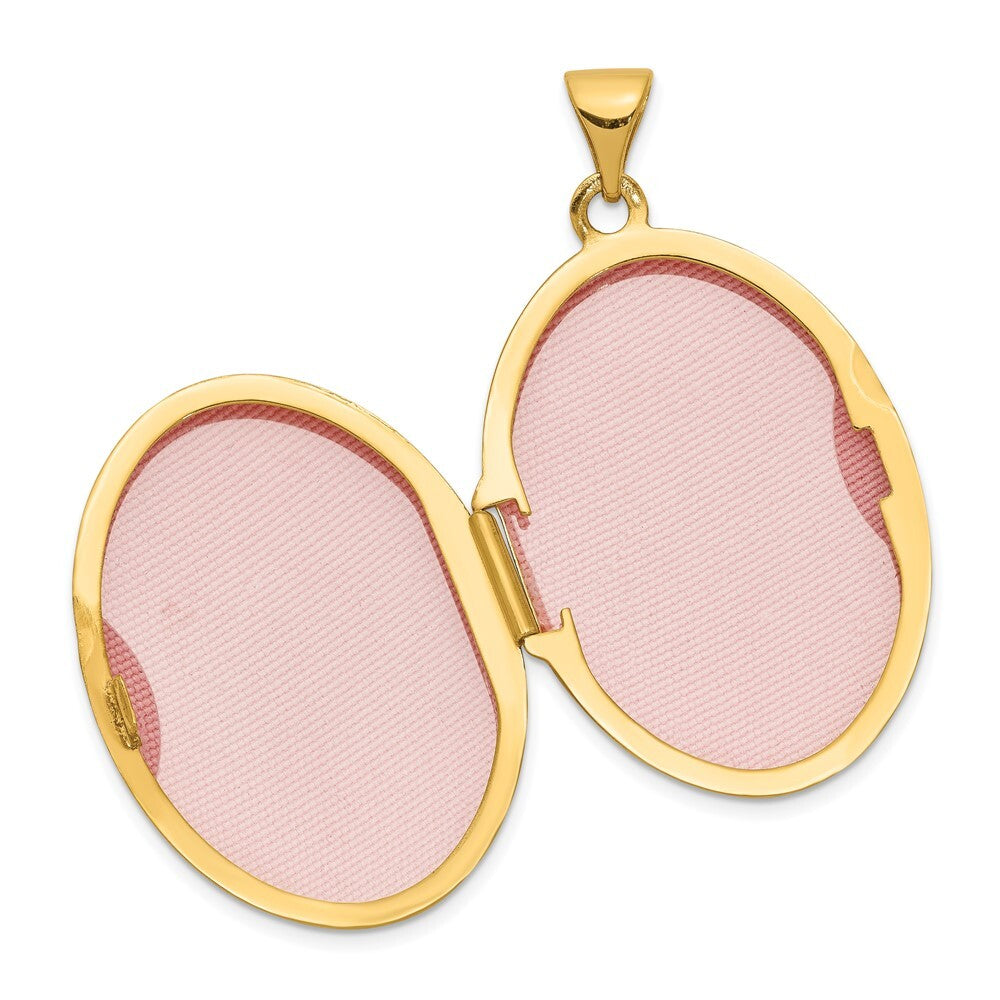 14k Yellow Gold Polished Domed Oval Locket Pendant for Women