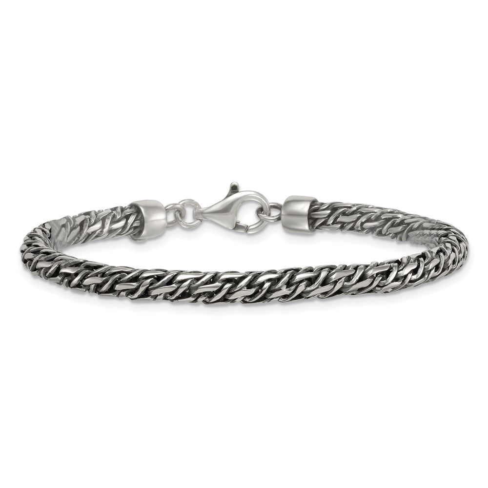 Sterling Silver Rhodium-plated and Antiqued 4.8mm Fancy Link 8" Bracelet