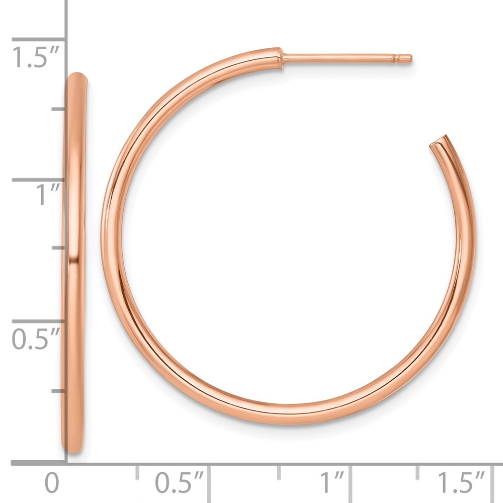 14k Rose Gold Polished 2 x 35mm Tube C-Hoop Earrings