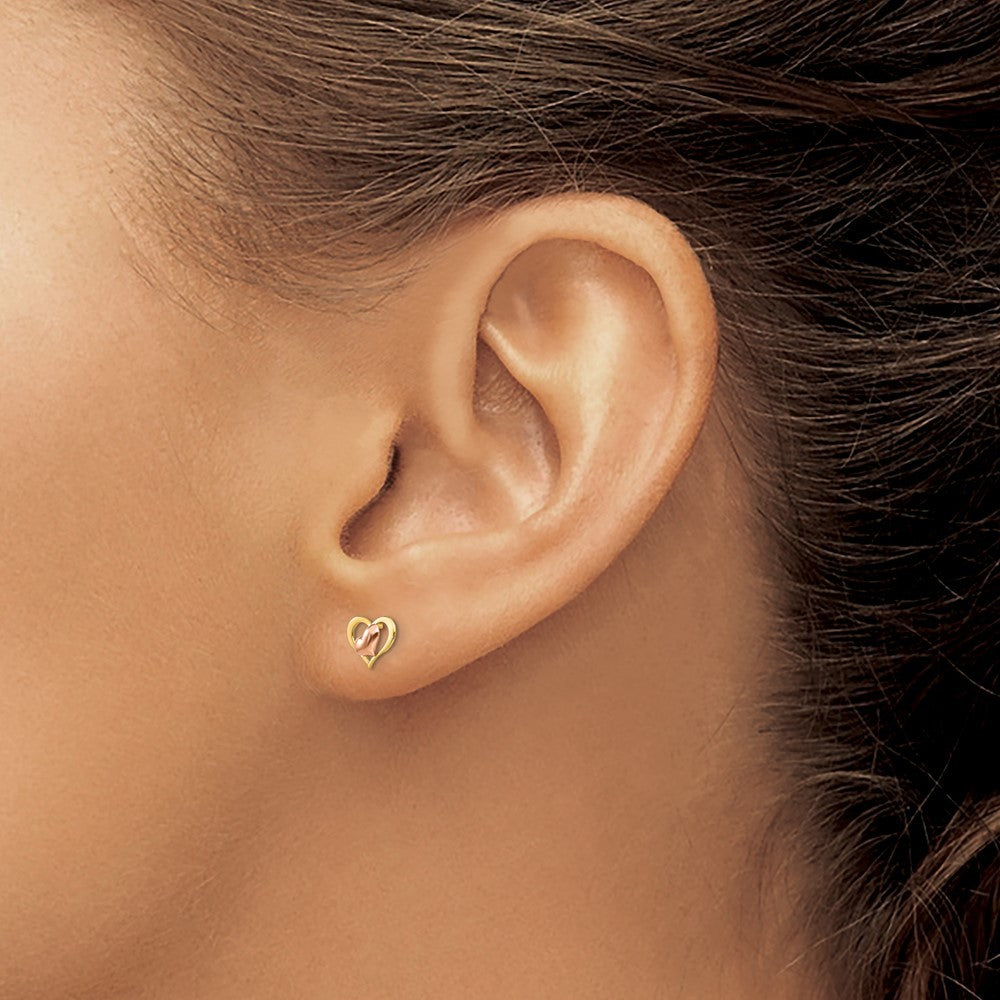 14k Yellow & Rose Gold Madi K Children's Heart Post Earrings