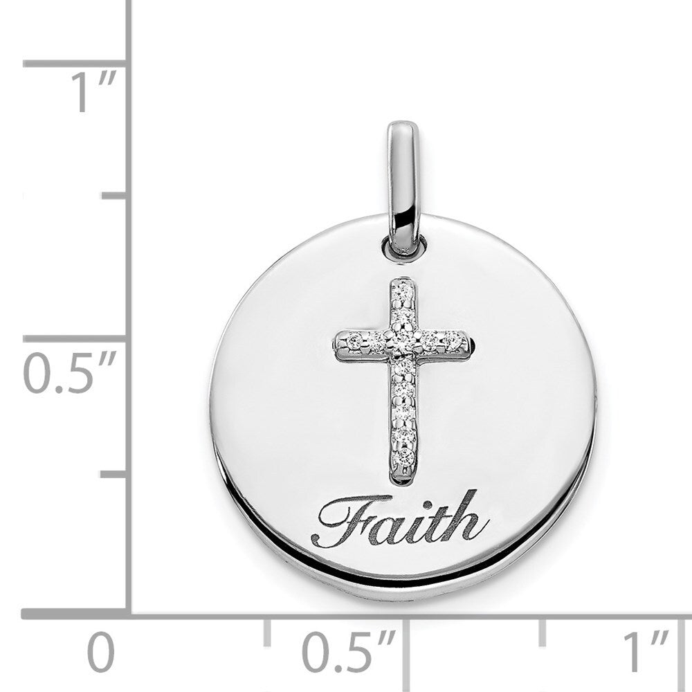 14k White Gold Diamond Cross Faith Pendant for Women