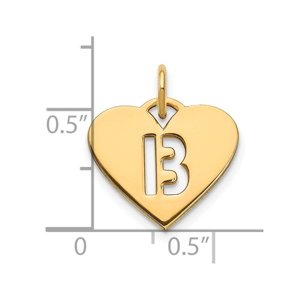 14k Yellow Gold Initial Letter B Initial Charm