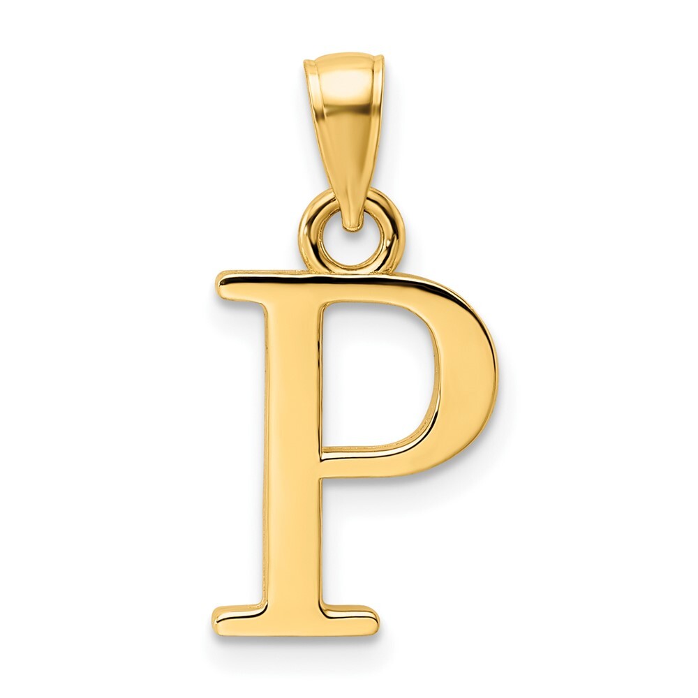14k Yellow Gold Polished Letter P Pendant for Women