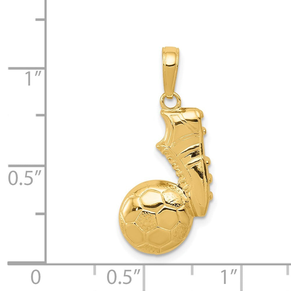 14k Yellow Gold Soccer Ball and Shoe Pendant for Women