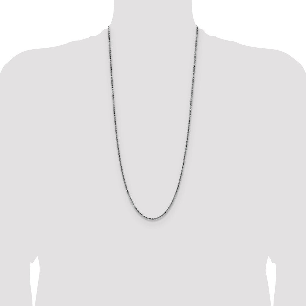 Sterling Silver Rhodium-plated 2.5mm Diamond-cut Square Spiga Chain
