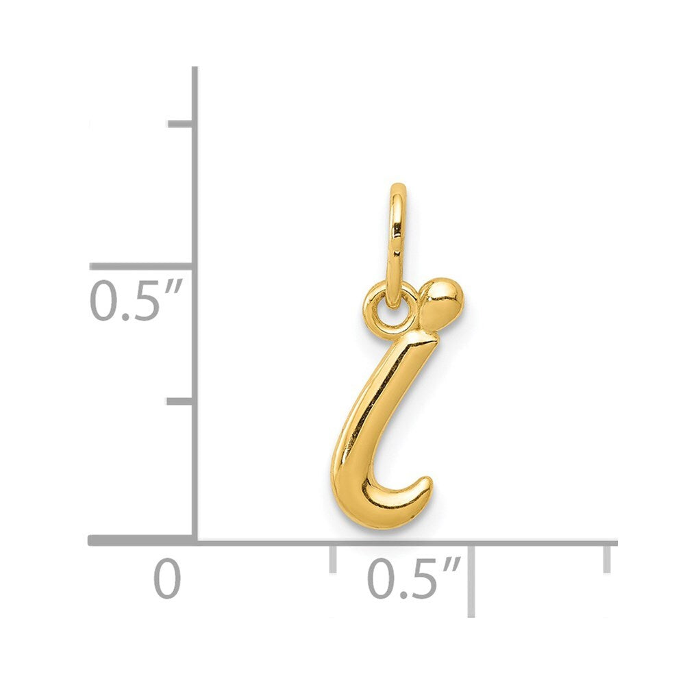 14k Yellow Gold Letter I Initial Charm Pendant for Women