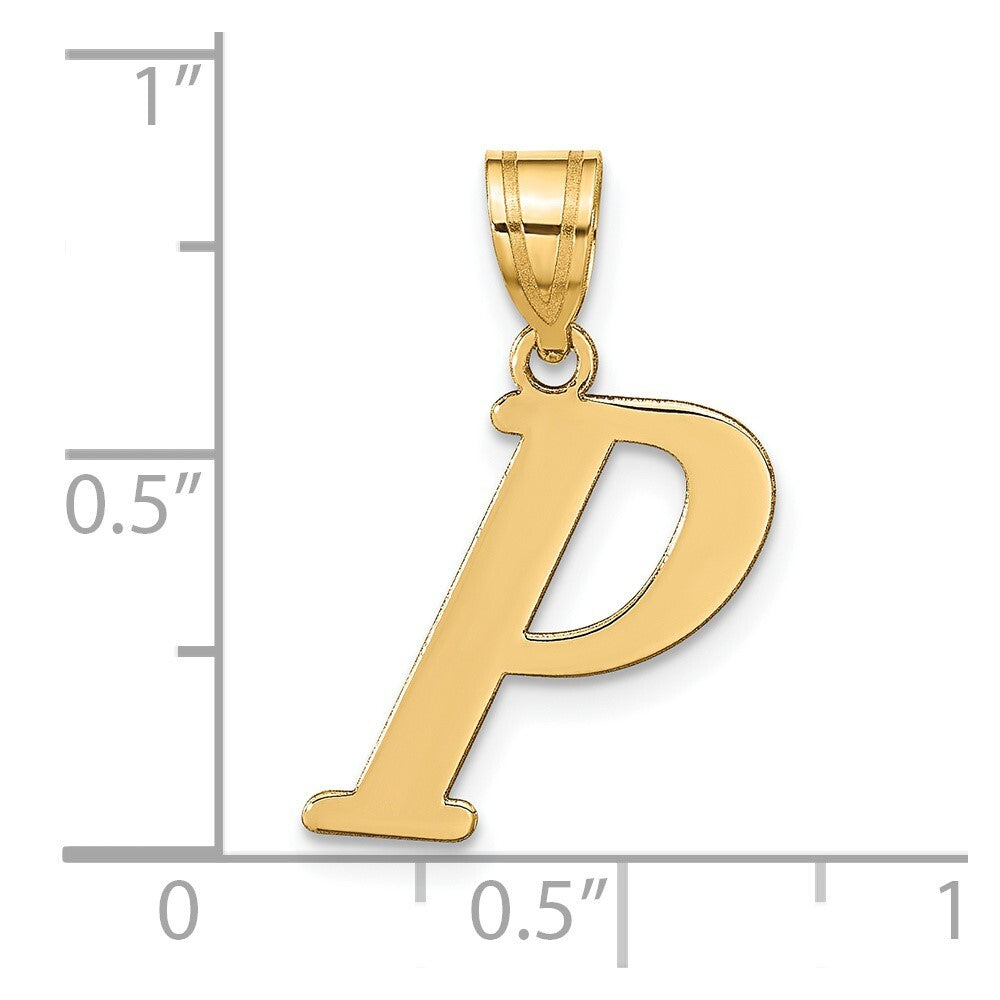 14k Yellow Gold Polished Letter P Initial Pendant for Women