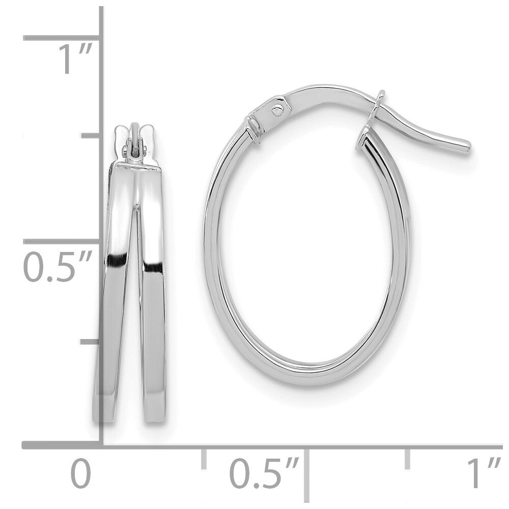 14k White Gold Polished Double Hoops Gift for Women