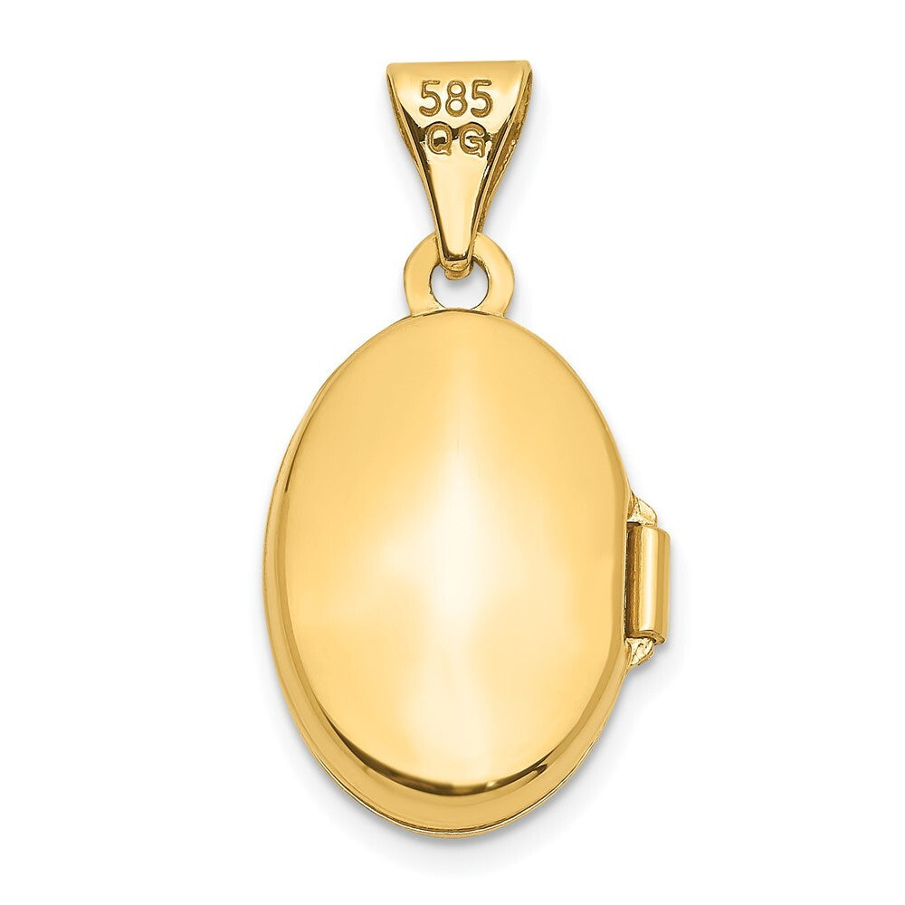 14k Yellow Gold Plain Polished Oval Locket Pendant for Women