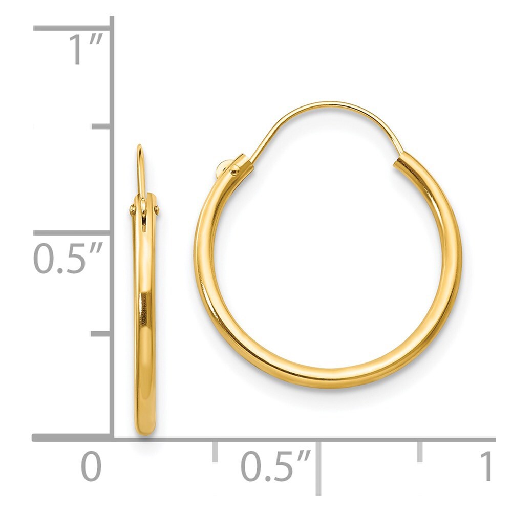 14k Yellow Gold Hoop Earrings Gift for Women