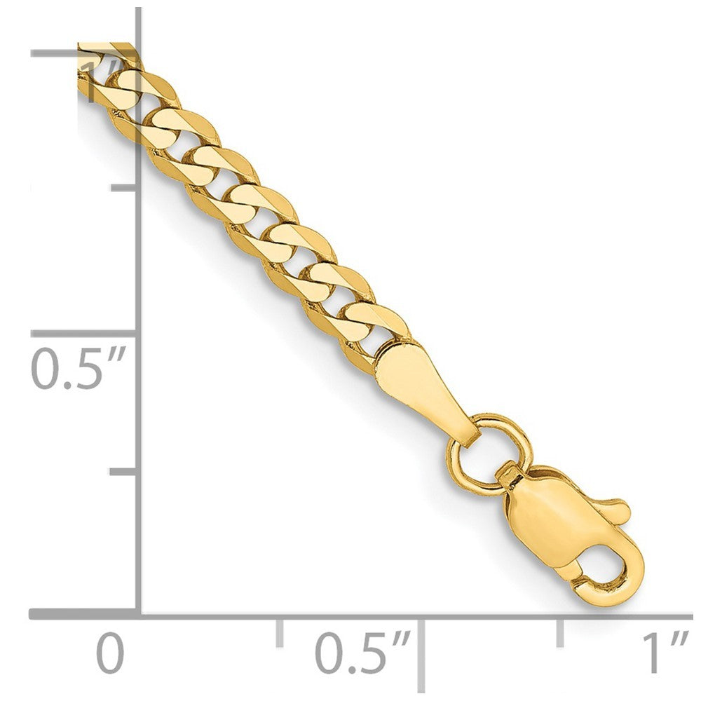 14k Yellow Gold 7 inch 2.9mm Flat Beveled Curb Bracelet