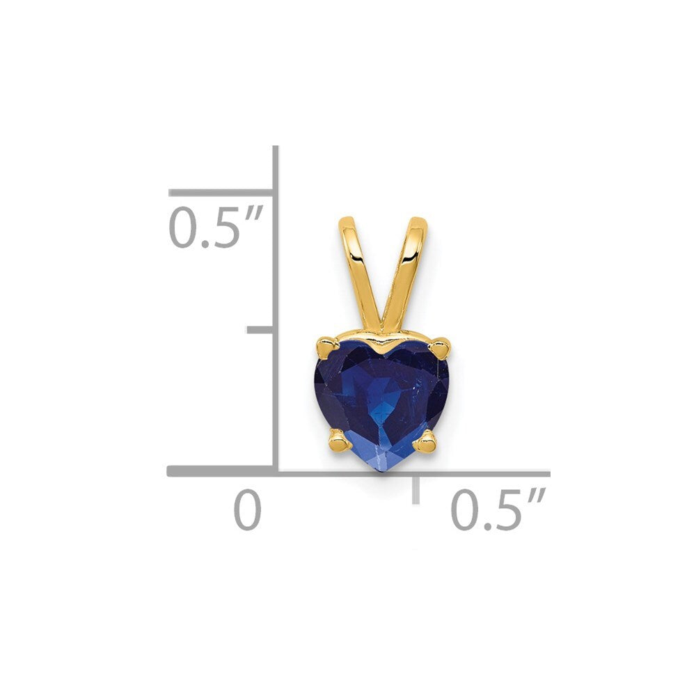 14k Yellow Gold 6mm Heart Sapphire pendant for Women