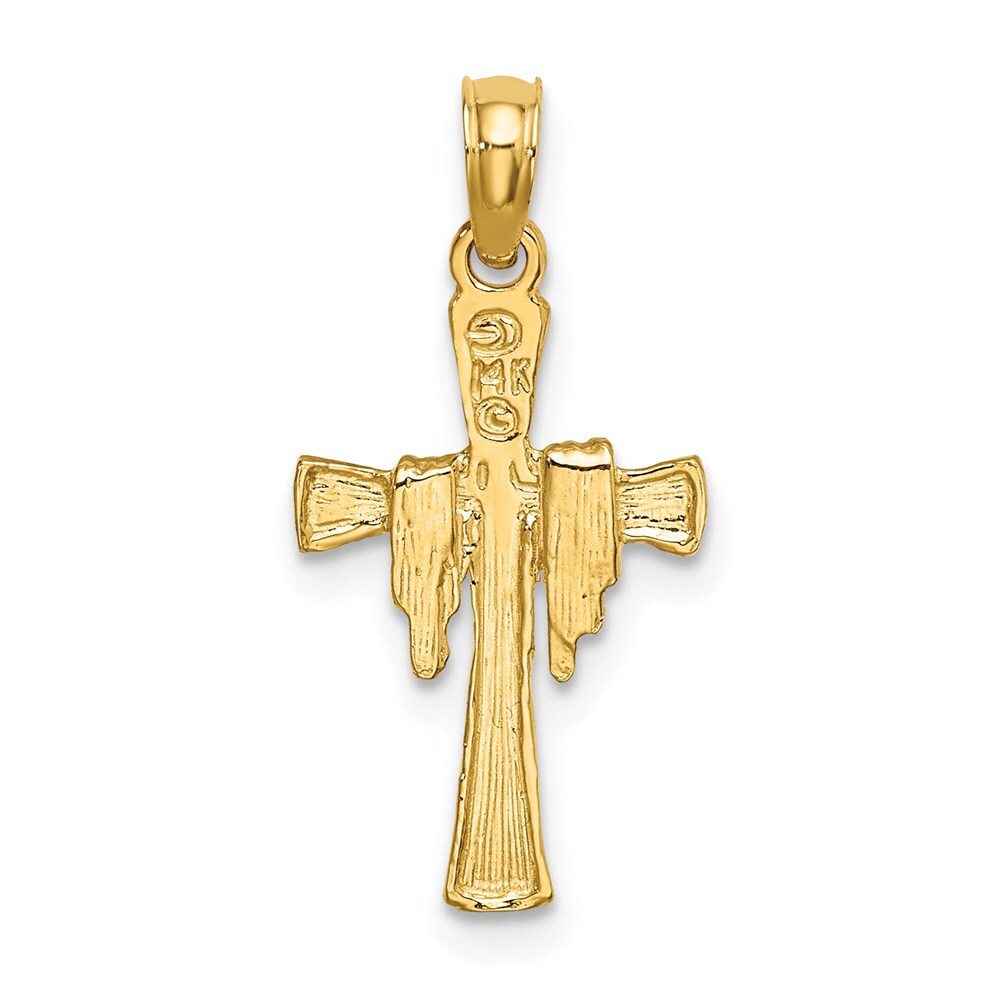 14k Yellow Gold Cross Drape Charm Pendant for Women