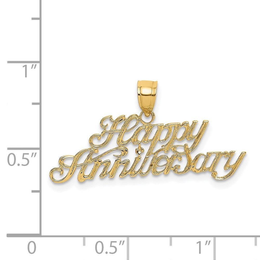 14k Yellow Gold Polished HAPPY ANNIVERSARY Charm