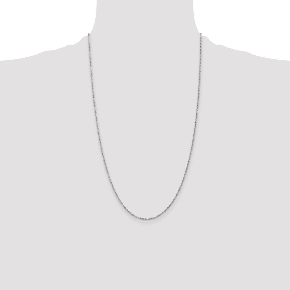 14K White Gold 26 inch 1.3mm Heavy Baby Rope with Lobster Clasp Chain