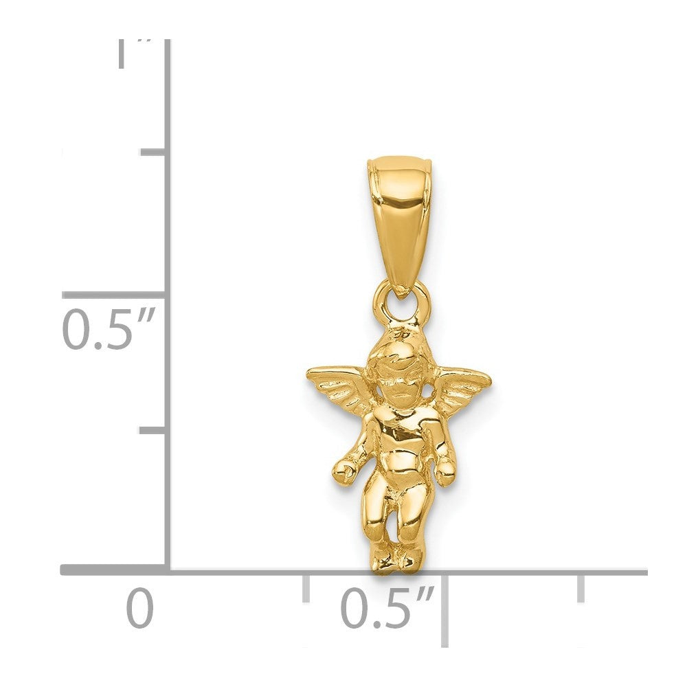 14k Yellow Gold 3D Small Guardian Angel Pendant