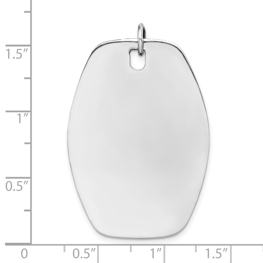 Sterling Silver Rh-plt Engraveable Polished Front Satin Back Disc Charm