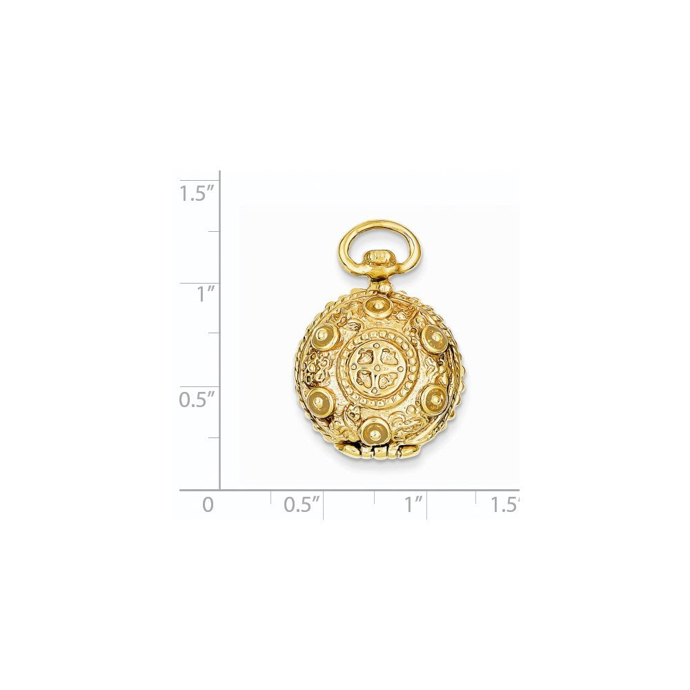 14k Yellow Gold Vintage Fancy Domed 20mm Round Locket