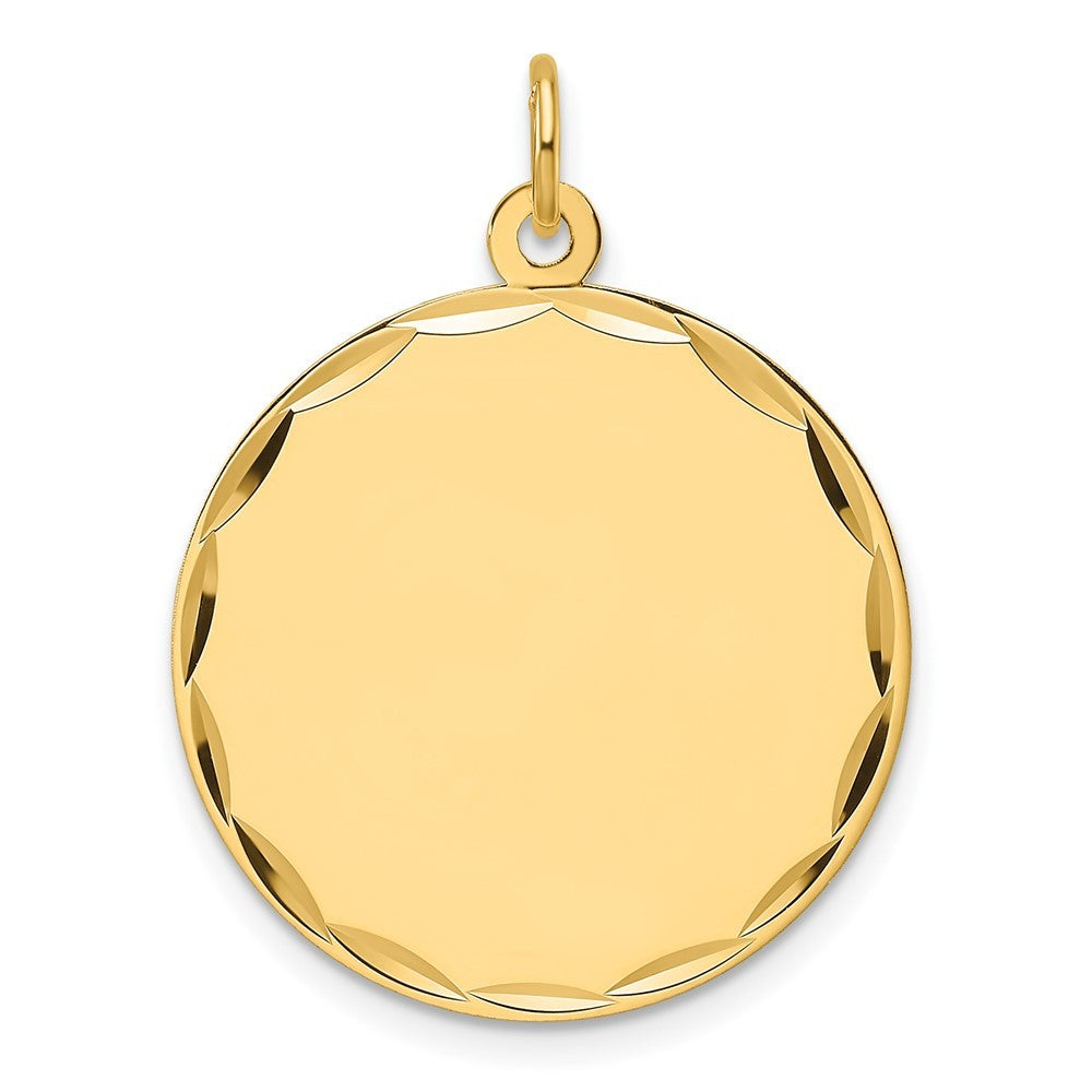 14k Yellow Gold Etched .027 Gauge Engravable Round Disc Charm