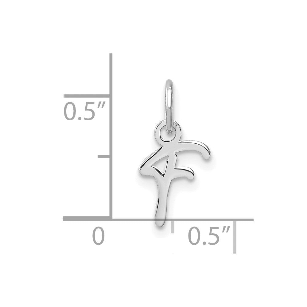 14k White Gold Uppercase Letter F Initial Charm Pendant
