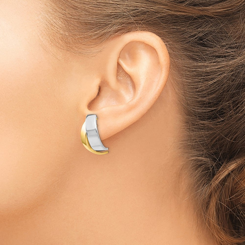 14k Two-tone Gold Polished Earrings