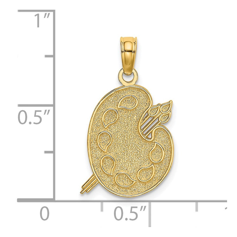14k Yellow Gold Engraved Textured Painters Pallet Charm