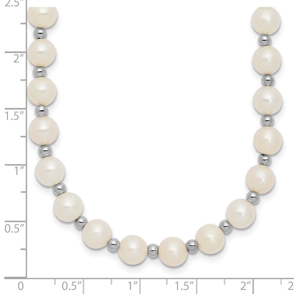 14k White Gold 6mm Near-Round Freshwater Cultured Pearl Beaded 18" Necklace