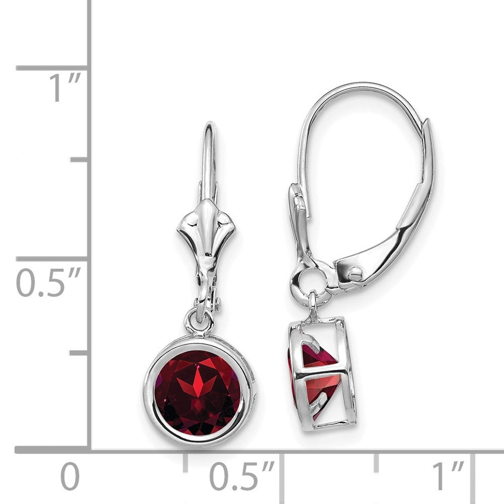 14k White Gold 6mm Garnet Drop Dangle Earrings